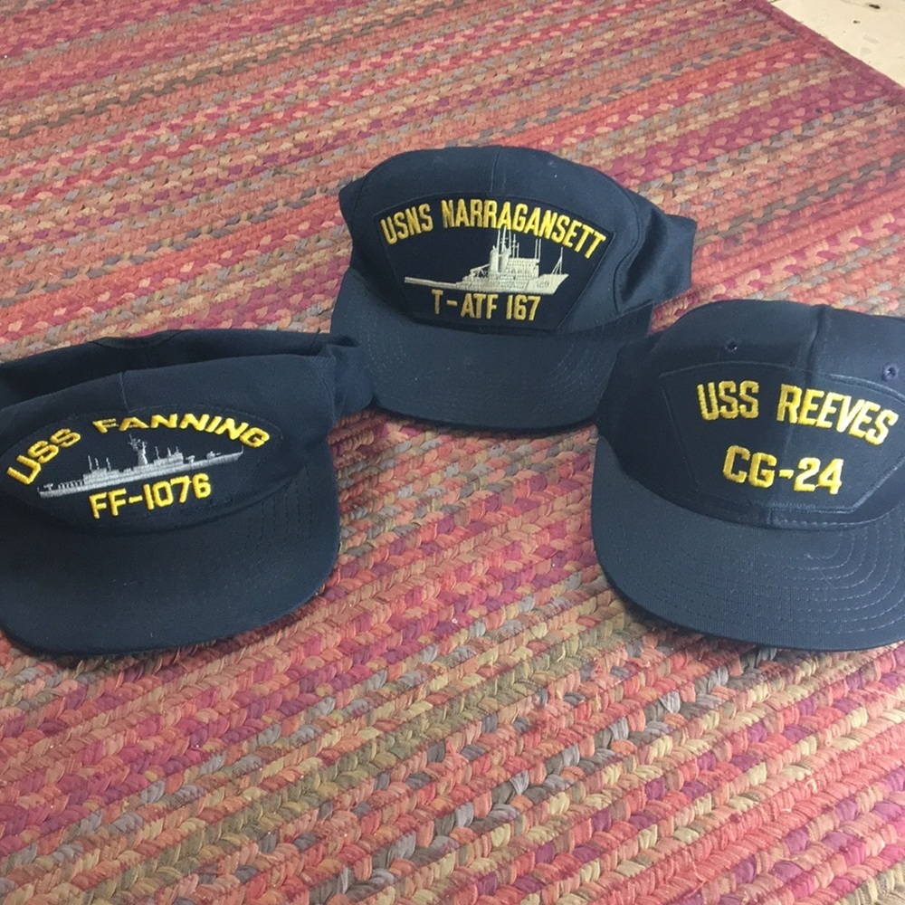 BUNDLE OF 3 US NAVY SHIP VETERAN FLAT BILL SNAP BACK HATS